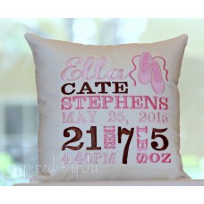 Ballet Slippers - Birth Announcement Pillow